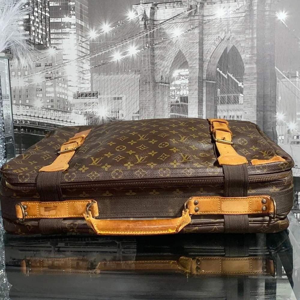 Authentic Louis Vuitton Brown Monogram Canvas Suitcase Travel Bag